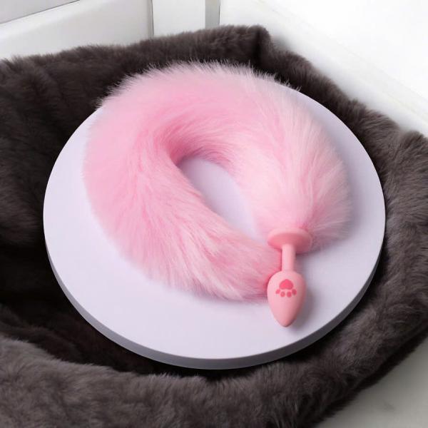 Đuôi Cáo Cosplay Gắn Hậu Môn – Hình Bàn Chân Mèo, Màu Hồng Dễ Thương, Silicon Mềm Gợi Cảm