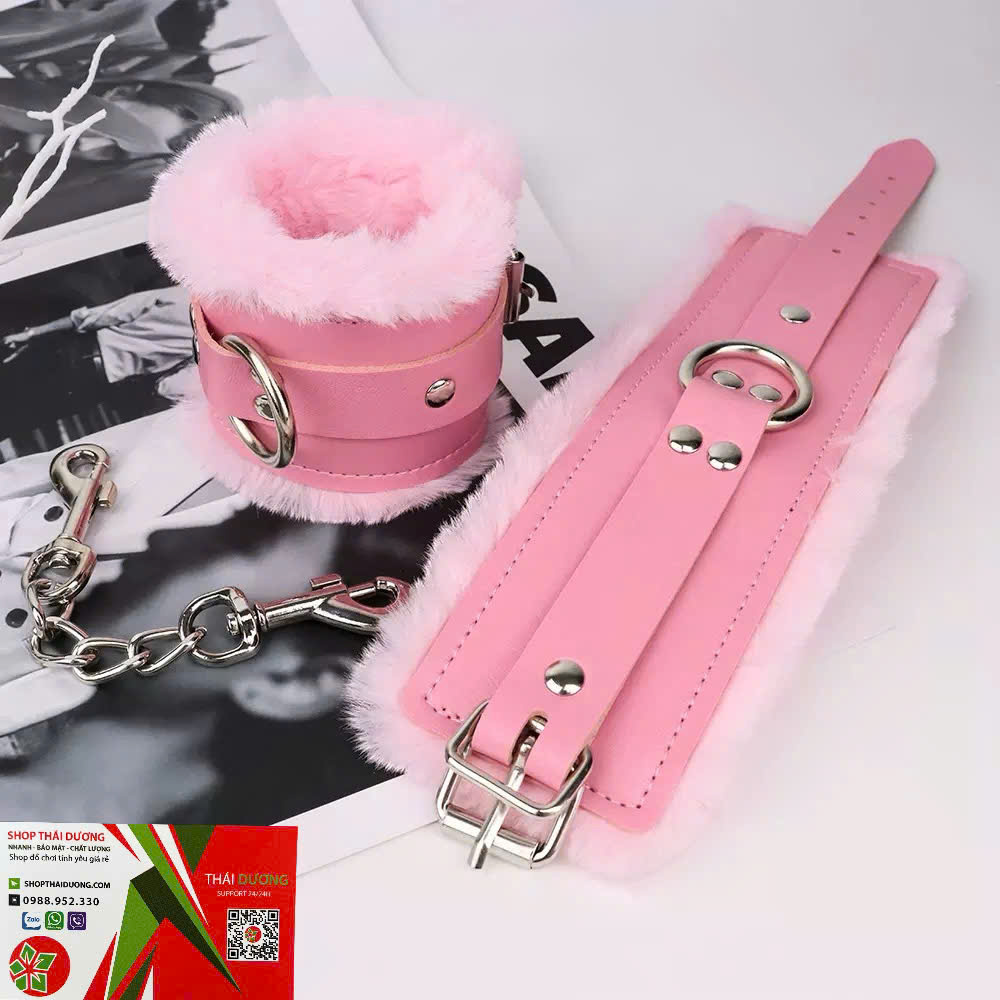 Bộ Còng Khóa Tay BDSM Da Premium Lót Lông Chống Trầy Xước