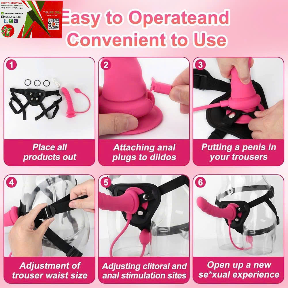 Dương Vật Giả Dây Đeo Love Spouse  Rung 10 Chế Độ, Điều Khiển App Cho Les