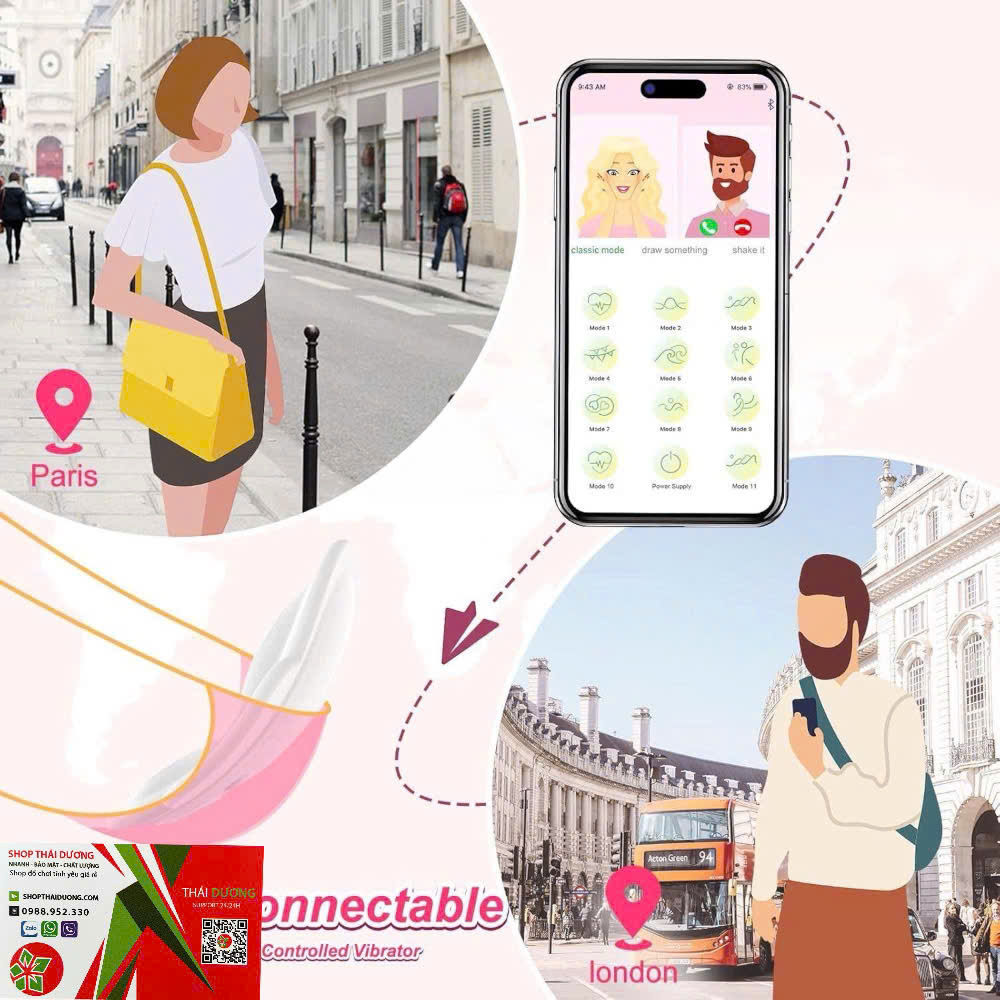 Trứng Rung Dán Ngoài Quần Chip Điều Khiển App + Remote  11 Chế Độ Rung Kín Đáo