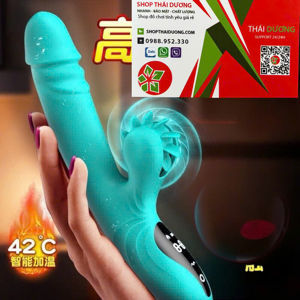 Dương Vật Giả Rung thụt  9 Chế Độ Màn Hình Cảm Ứng - Kết Hợp Xoay Liếm Toả Nhiệt Đa Năng