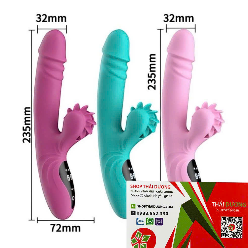 Dương Vật Giả Rung thụt  9 Chế Độ Màn Hình Cảm Ứng - Kết Hợp Xoay Liếm Toả Nhiệt Đa Năng