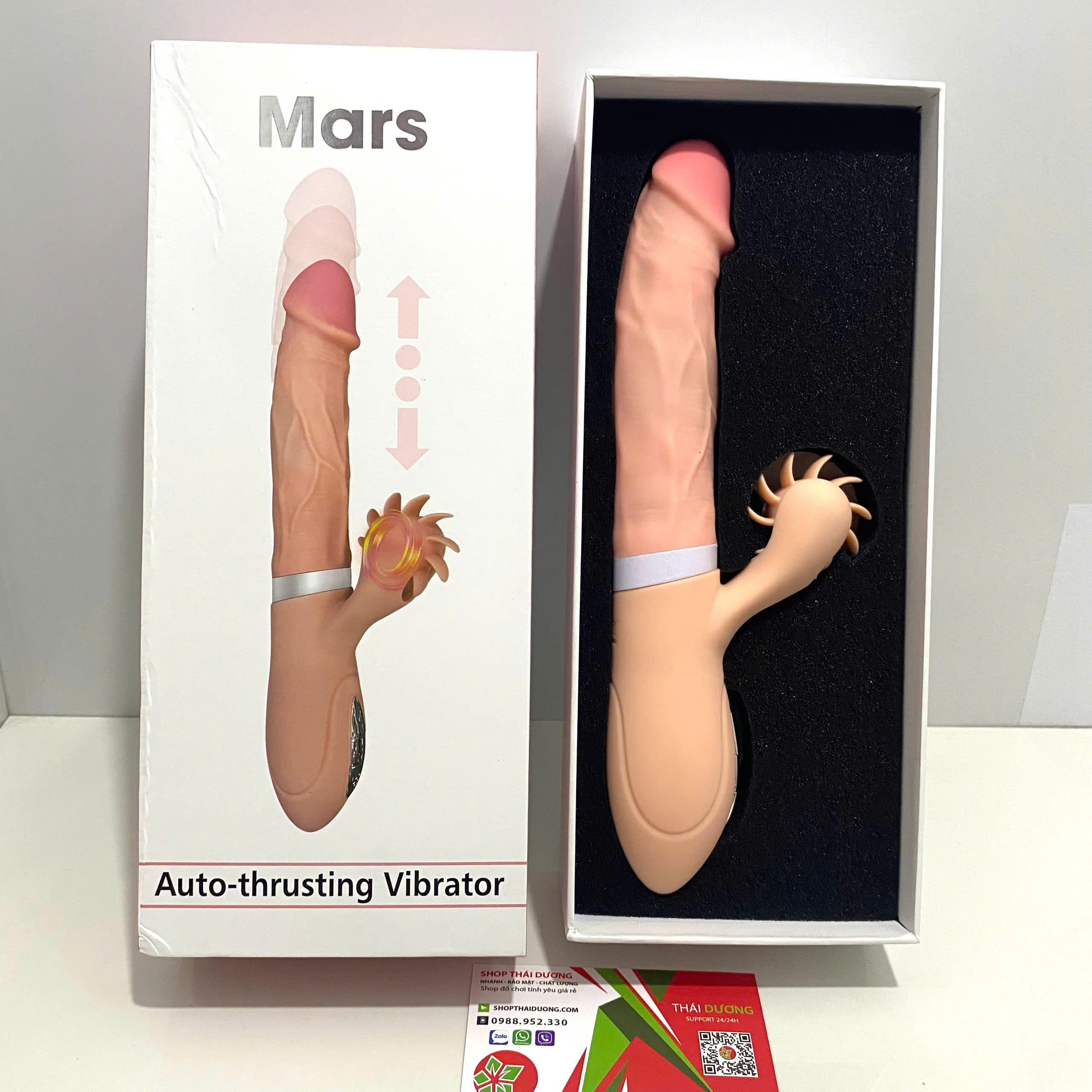 Dương Vật Cầm Tay Rung Thụt Toả Nhiệt Cao Cấp  Kết Hợp Lưỡi Liếm Siêu Mềm - Vibrator Evo mars