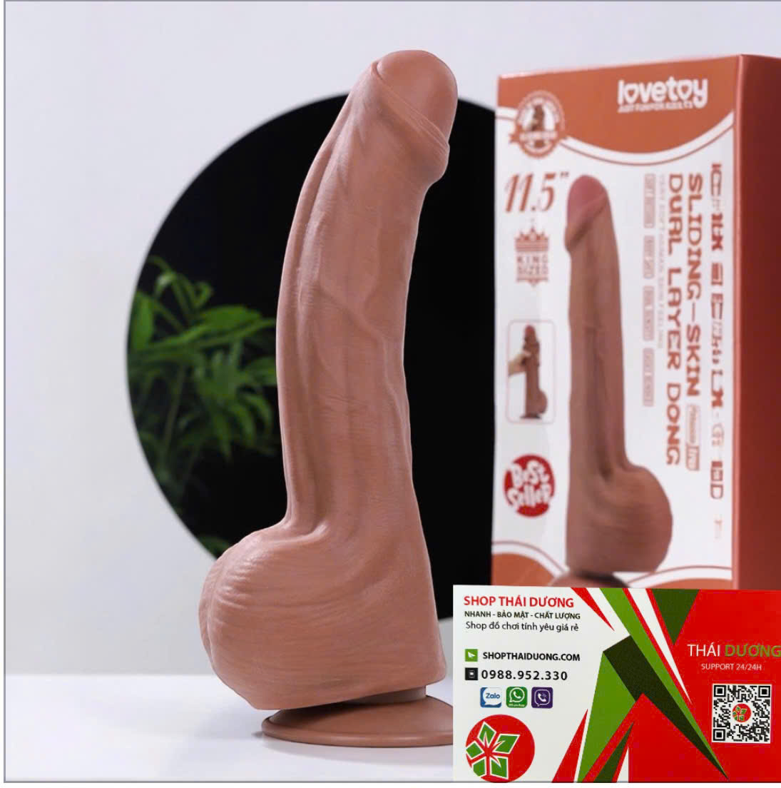 Dương Vật Giả Gắn Tường Lovetoy 11.5 Inch  Trượt Da 2 Lớp, Thiết Kế Cao Cấp