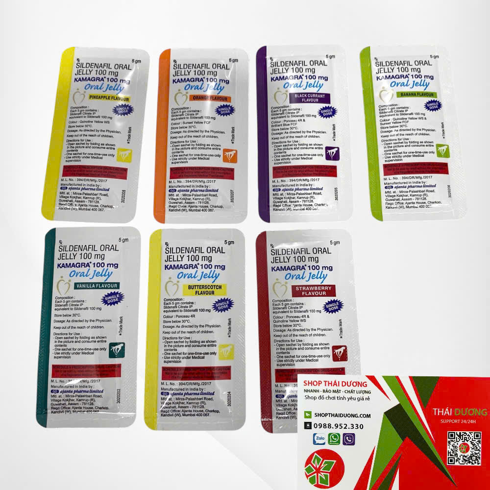 Thuốc Tăng Sinh Lý Nam Kamagra 100mg Dạng Thạch Trái Cây mĩ 7 vị - Hàng ấn Độ