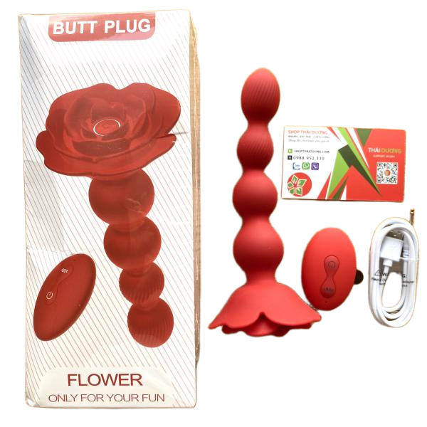 Sextoy Hạt Hậu Môn Xoay Vòng Hoa Hồng Rung Ngoái 10 Tần Số Cực Mạnh - Dồ Chơi Hậu Môn
