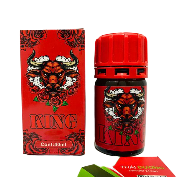 Popper King Đầu Trâu Đỏ 40ml – Chính Hãng Mỹ, Kích Thích Cực Mạnh Cho Top & Bot