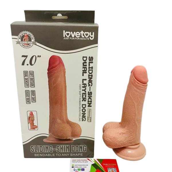 Cu Giả Lovetoy Sliding Skin Dong 7.0 – Dính Tường Cực Chắc  Chất Liệu Silicon Mềm Như Da Thật