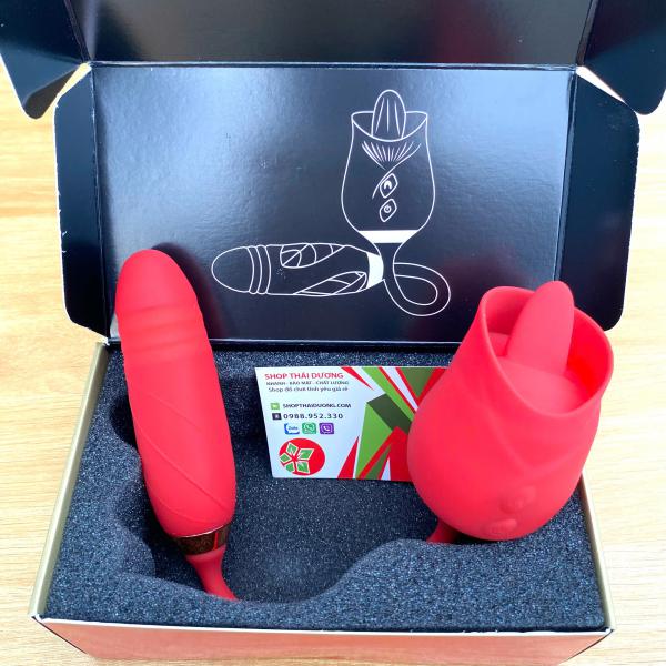 Trứng Rung Hoa Hồng Đa Năng – 2 Đầu Rung & Thụt Liếm 10 Chế Độ Khoái Cảm Đê Mê 