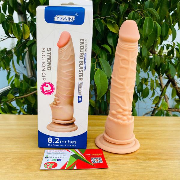 Dương Vật Giả Hít Tường Yeain Xanh 8.2 Inch – Thiết Kế Gân Nổi Chân Thật