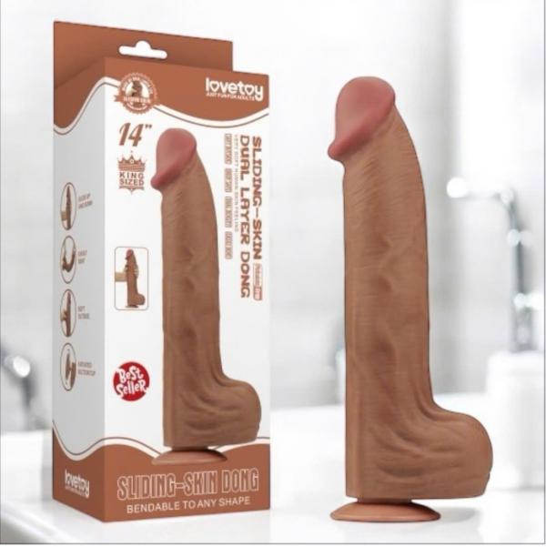 Dương Vật Giả Gắn Tường Lovetoy 11.5 Inch  Trượt Da 2 Lớp, Thiết Kế Cao Cấp 