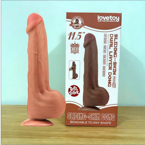 Dương Vật Giả Gắn Tường Lovetoy 11.5 Inch  Trượt Da 2 Lớp, Thiết Kế Cao Cấp 