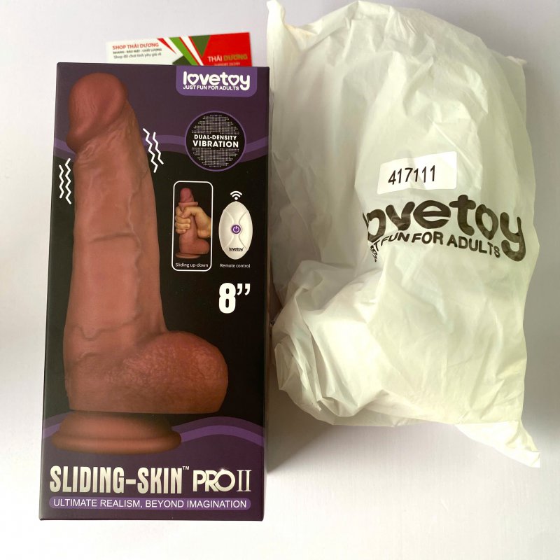 Dương Vật Giả Cao Cấp Lovetoy Sliding Skin Pro II – Silicon 2 Lớp Mềm Mịn, Rung Đa Tần Từ Xa 