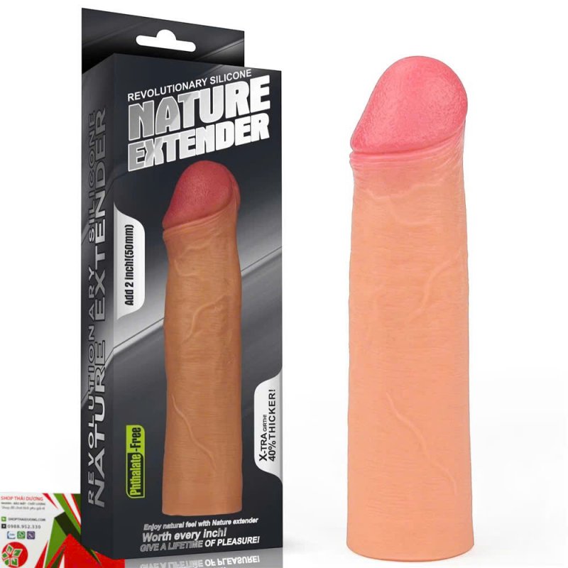Bao Cao Su Kéo Dài Kích Thước Lovetoy Nature Extender – Silicone 2 Lớp Siêu Mềm Chân Thật 