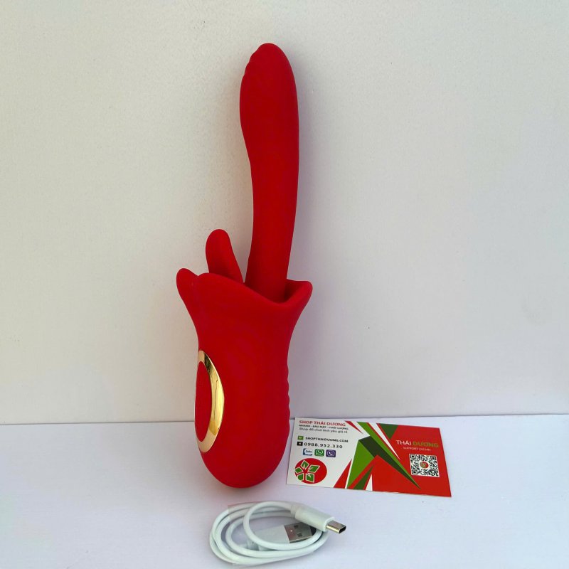 Máy Rung Móc Kèm Lưỡi Liếm 3 Trong 1 Kích Thích Điểm G & Âm Vật 